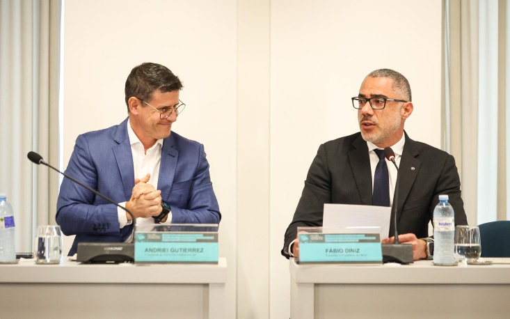 Andriei Gutierrez, presidente do CEDI da FecomercioSP, e Fábio Diniz, presidente do INCC (Foto: Edilson Dias)