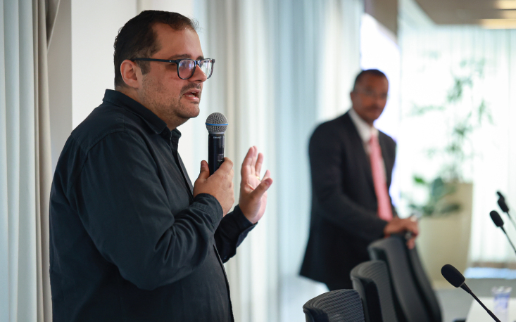 Além de Reinaldo Mendes, que falou sobre a estrutura da Entidade, Thiago Carvalho falou do trabalho do Conselho de Economia (Imagem: Edilson Dias)